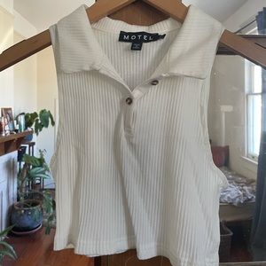 Motel Rocks Rib Ivory Crop Top